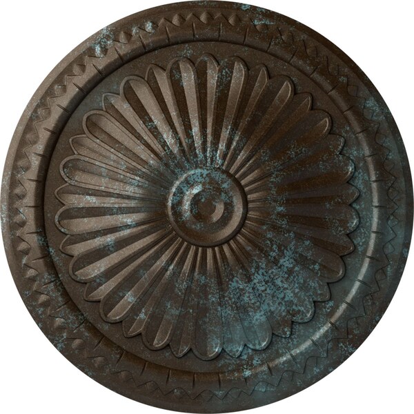 Ekena Millwork Alexa Ceiling Medallion (Fits Canopies up to 3"), Hand-Painted Bronze Blue Patina, 15"OD x 1 3/4"P CM14AXBBS - main